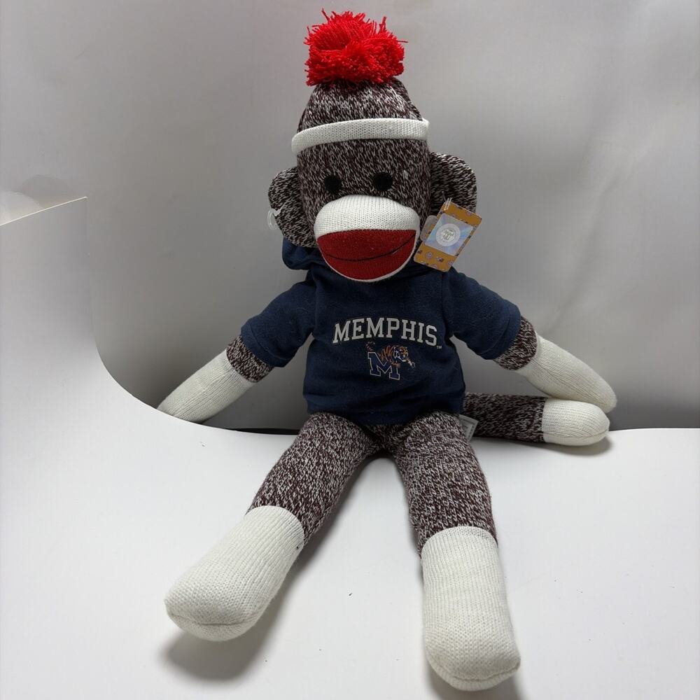 2011 New Plushland Sock Monkey Memphis U Of M Plush NWT Stuffed Animal 18”